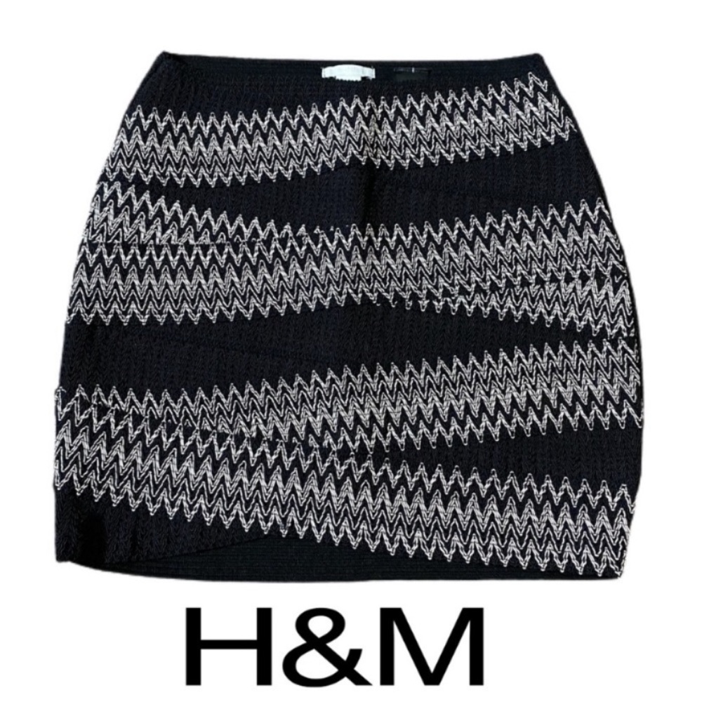 H&M Black and White Stretch Bodycon Skirt Women’s Size Small